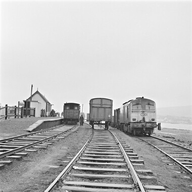 Trains at station, Valentia Harbour, Co. Kerry