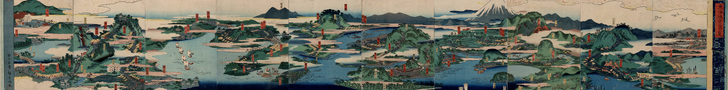Panoramic view of the fifty-three stations of the Tokaido Highway