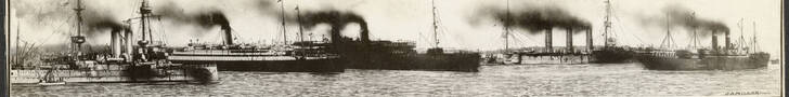 Gaspe Harbour, troopships and cruisers