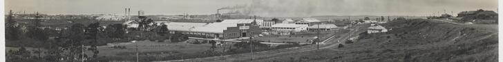 Johnson & Johnson Factory in foreground, and R.C.I buildings, Botany, Sydney, 1949-1950, H. Chargois